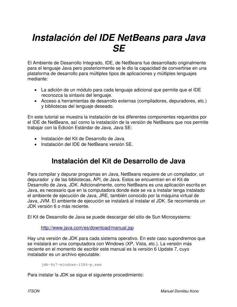 Imágen de pdf Instalación del IDE Netbeans para Java SE